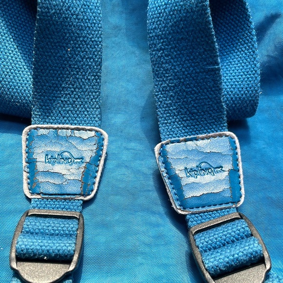 Vintage Kipling Backpack Duffle Bag Drawstring Nylon Medium, Teal - Picture 10 of 11